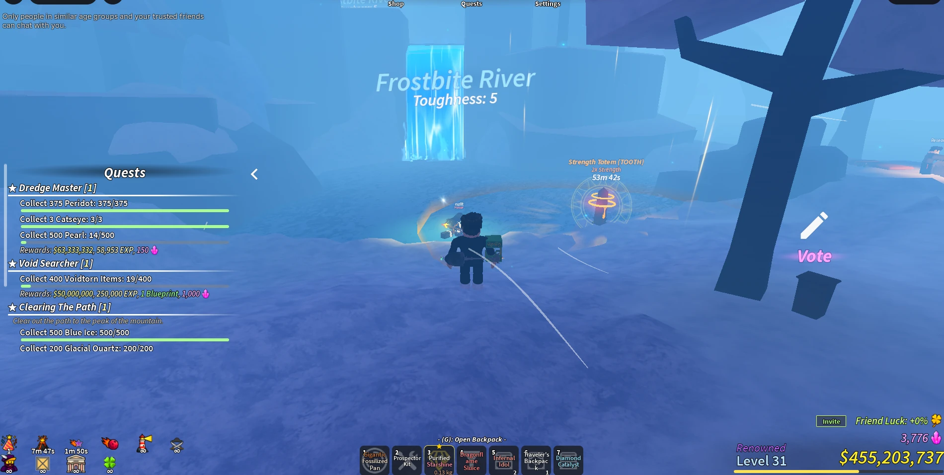 frostbite river prospecting Roblox