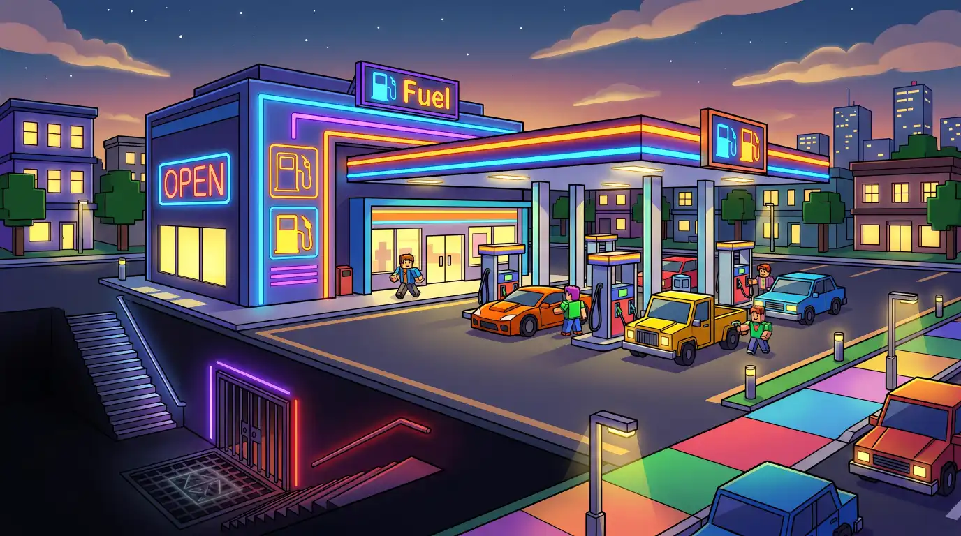 Brookhaven benzinestation met geheime Agency Bunker ingang - Agency Bunker Brookhaven