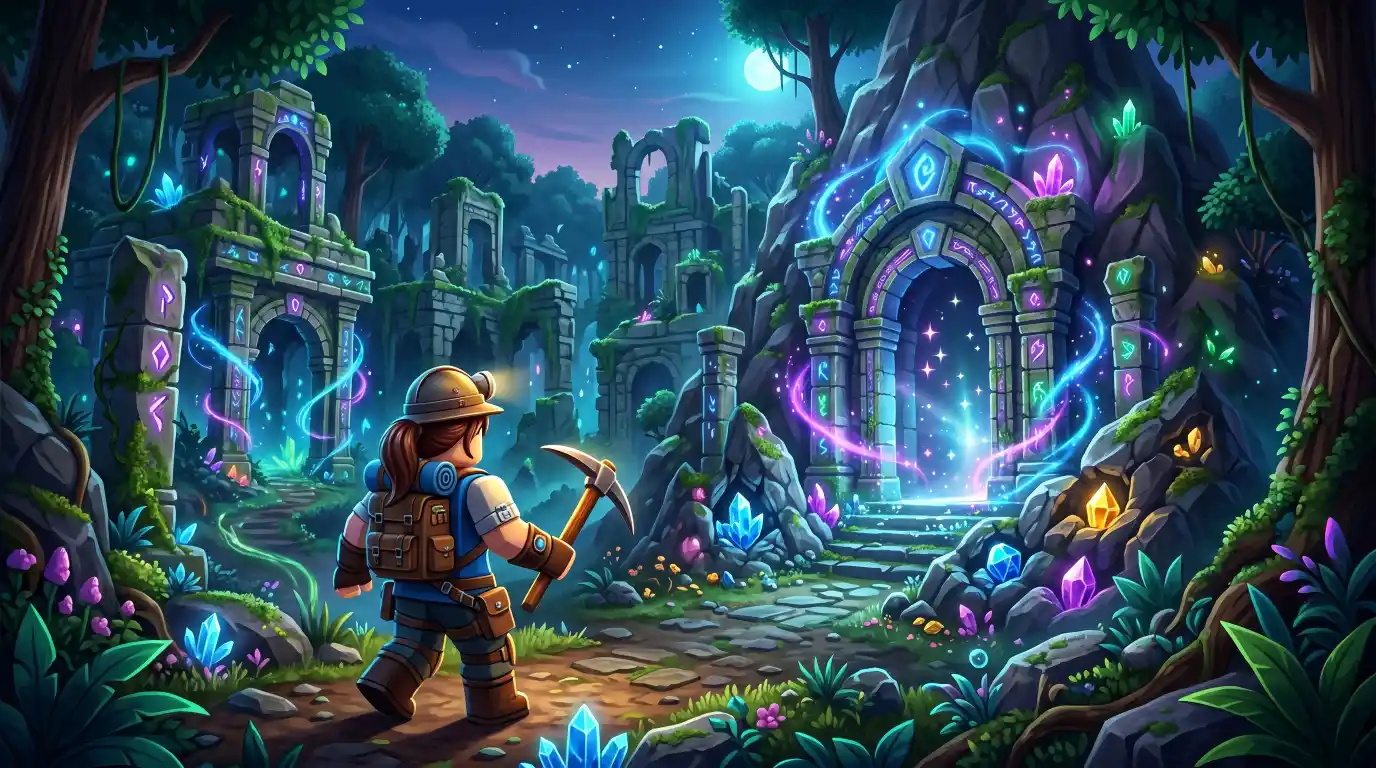 Waar zijn de Enchanted Ruins in Prospecting Roblux?
