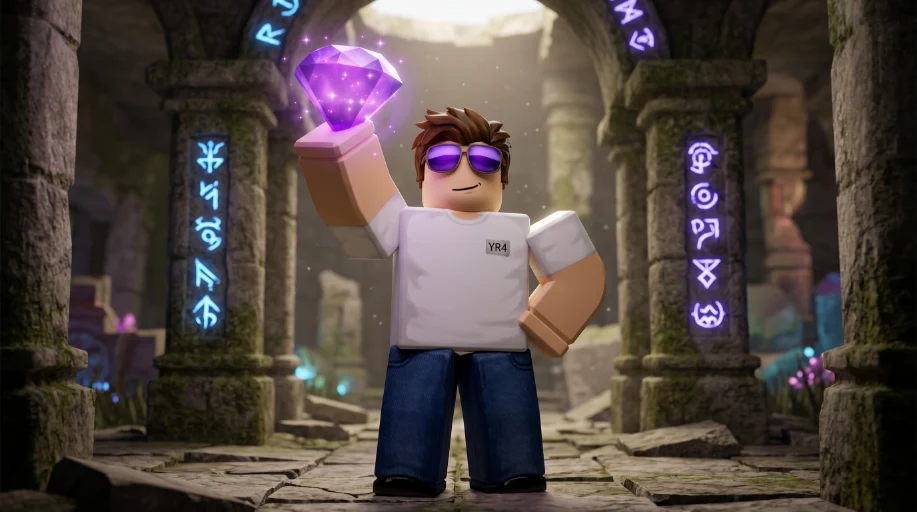 Roblox avatar met rare enchanted gemstone in Enchanted Ruins Prospecting