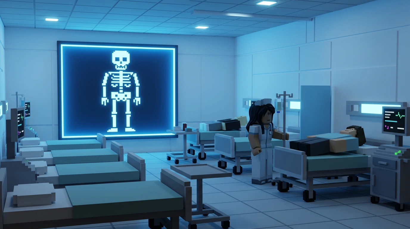 Brookhaven ziekenhuis röntgenkamer met skelet en geheime doorgang - geheime X-Ray kamer Brookhaven