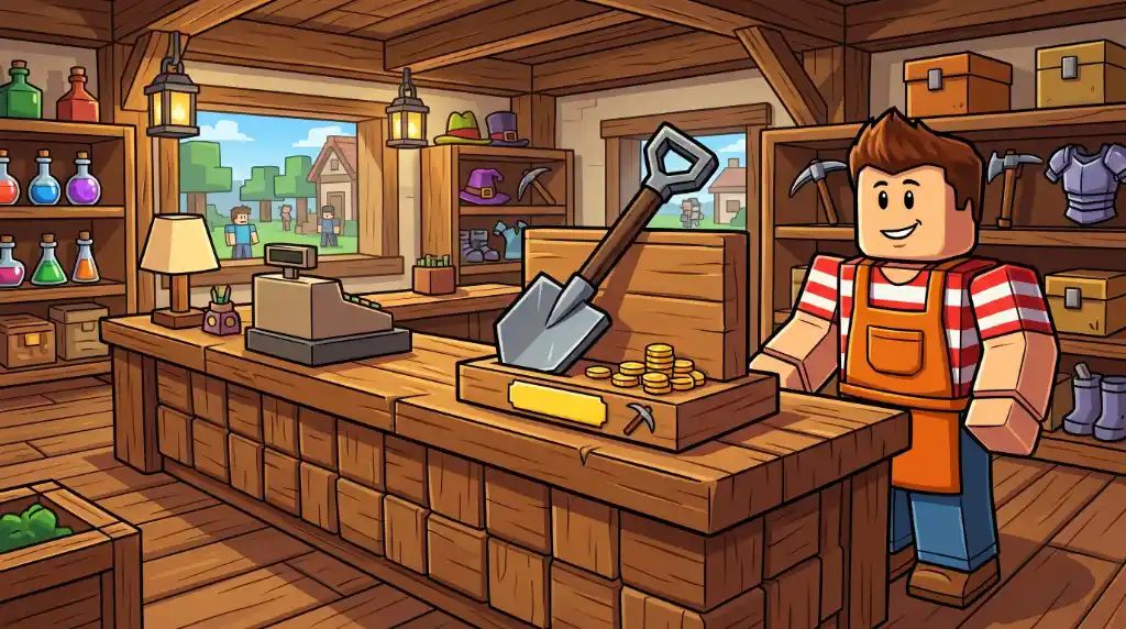 Iron Shovel in Town Store - $3000 prijs in Roblox Prospecting