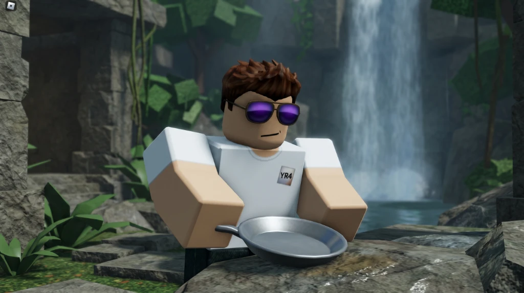 Roblox avatar in Crystal Cavern River met Silver Pan en zeldzame crystal - Prospecting mid-game